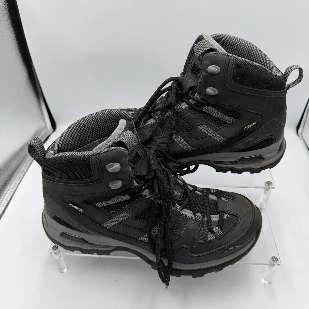 L.L.Bean Boots Mens Size 7.5M Black Nubuck Gore Tex Hiking Waterproof Ankle